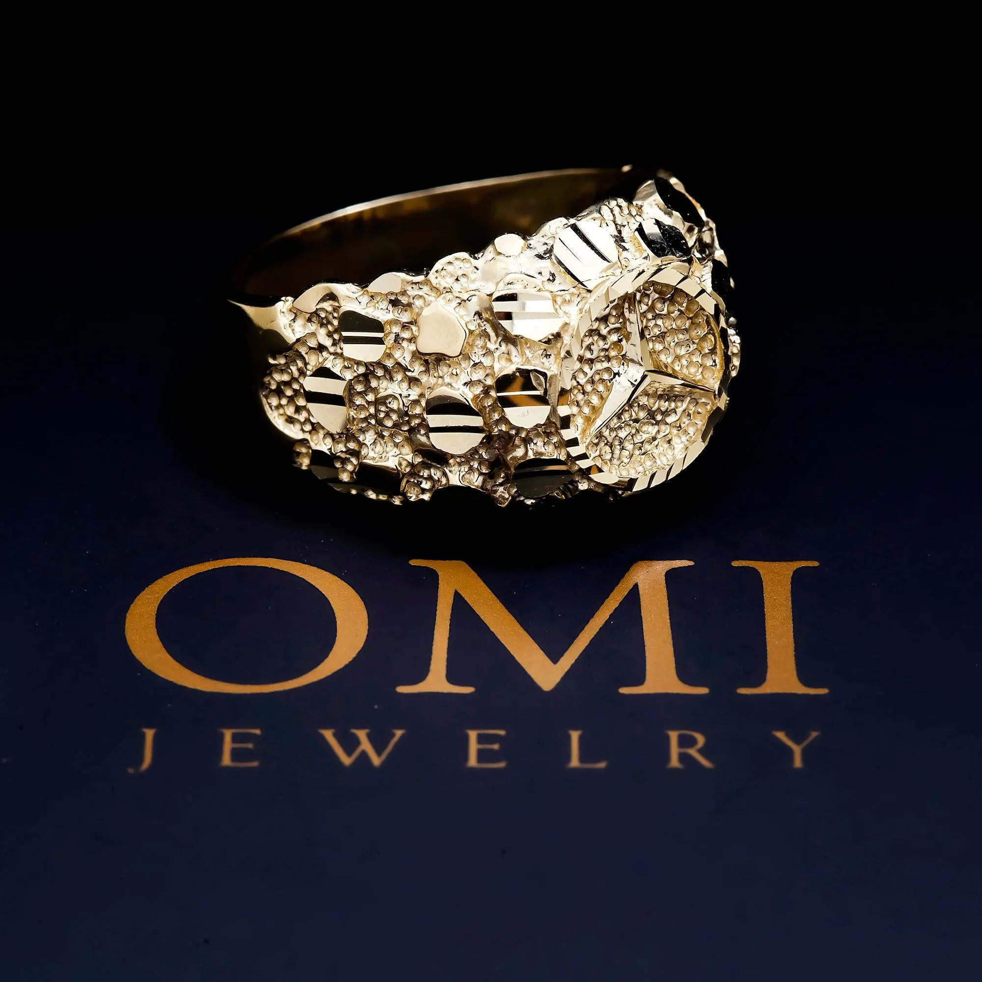 10K GOLD NUGGET MERCEDES BENZ RING 8.3G