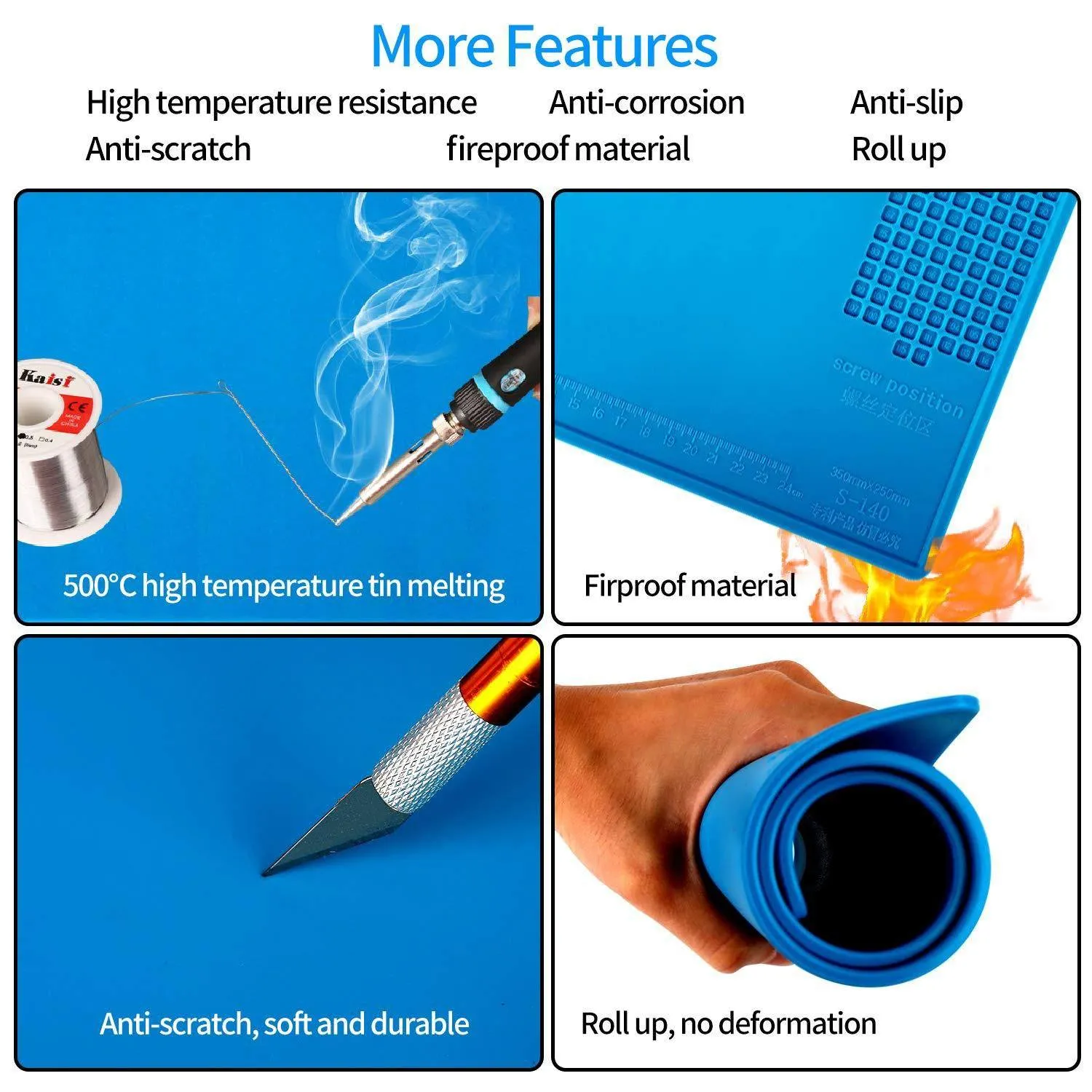 13.8" X 9.8" Magnetic Soldering Silicone Heat Insulation Mat