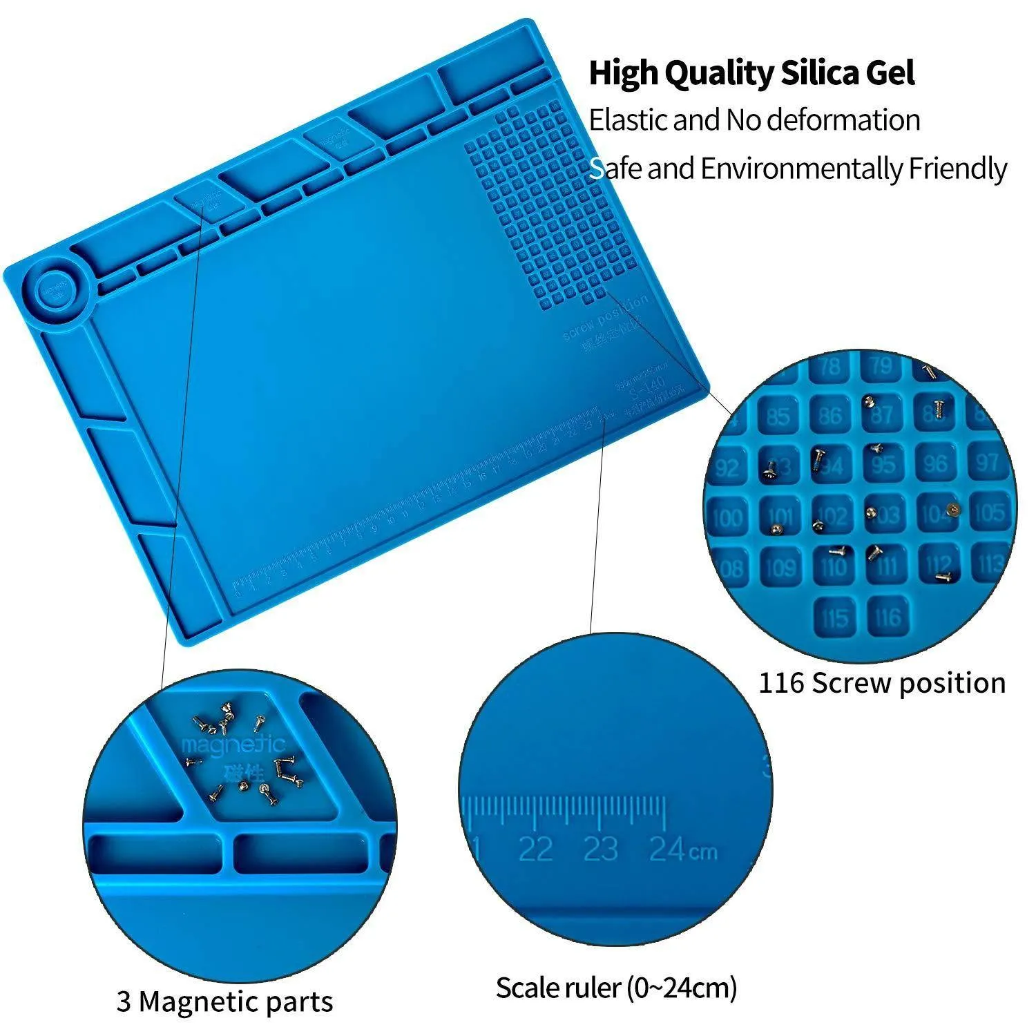 13.8" X 9.8" Magnetic Soldering Silicone Heat Insulation Mat