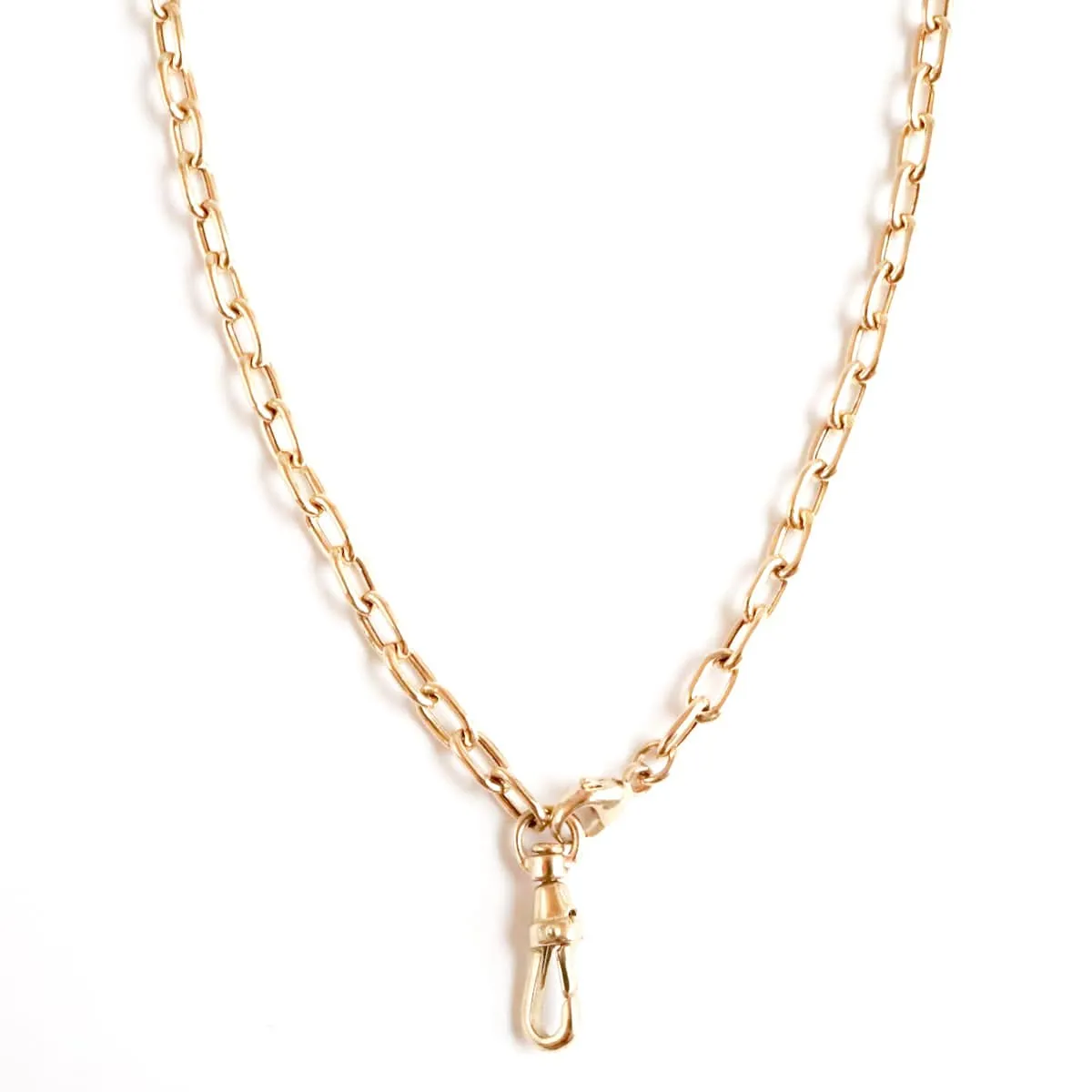 14k Medium Square Oval Link Chain Necklace with Watch Fob Swivel Hook