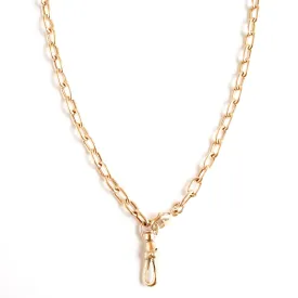 14k Medium Square Oval Link Chain Necklace with Watch Fob Swivel Hook