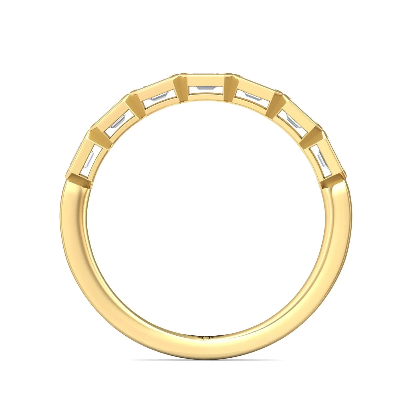 14K Yellow Gold Emerald Cut Diamond Band