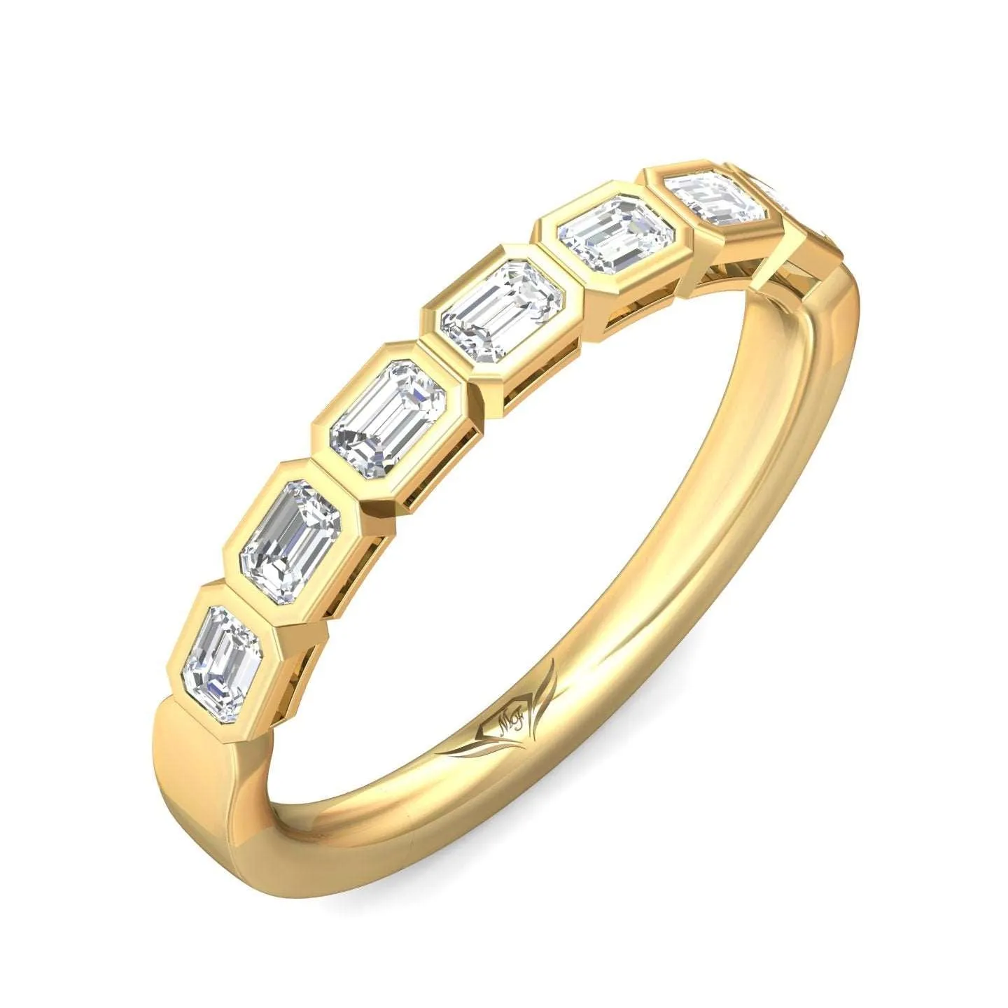 14K Yellow Gold Emerald Cut Diamond Band