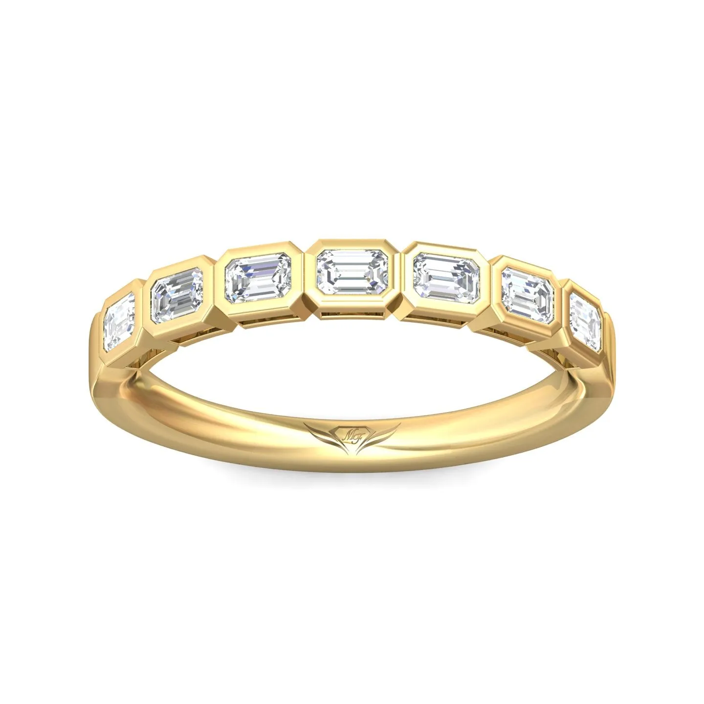 14K Yellow Gold Emerald Cut Diamond Band