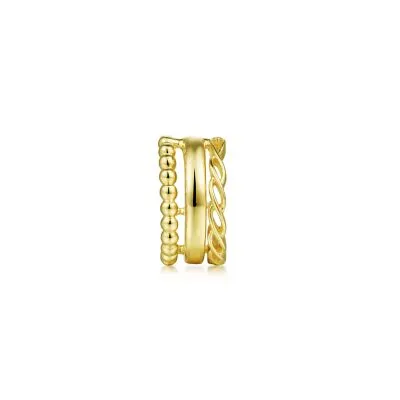 14K Yellow Gold Wide Bujukan Single Earcuff