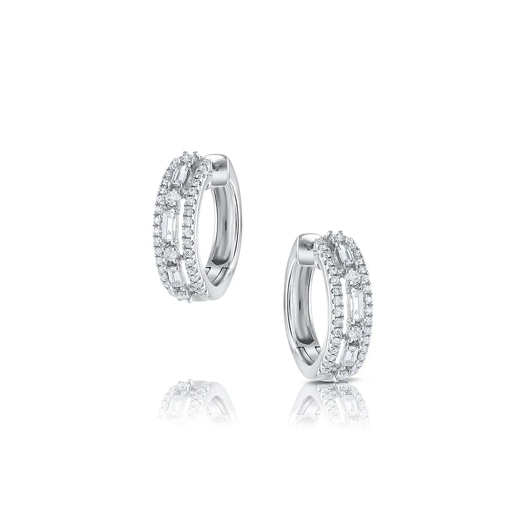 18k White Gold 0.52ctw Diamond Huggie Hoop Earrings