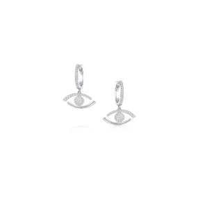 18K White Gold Diamond Evil Eye Drop Earrings