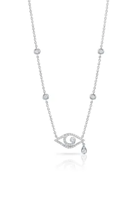 18K White Gold Evil Eye Diamond Chandelier Necklace