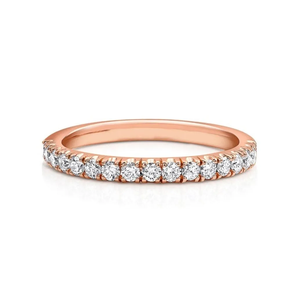 18kt Pink Gold Half Pavè Diamond Band