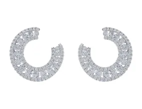 18kt White Gold & Diamond Horseshoe Motif Earrings