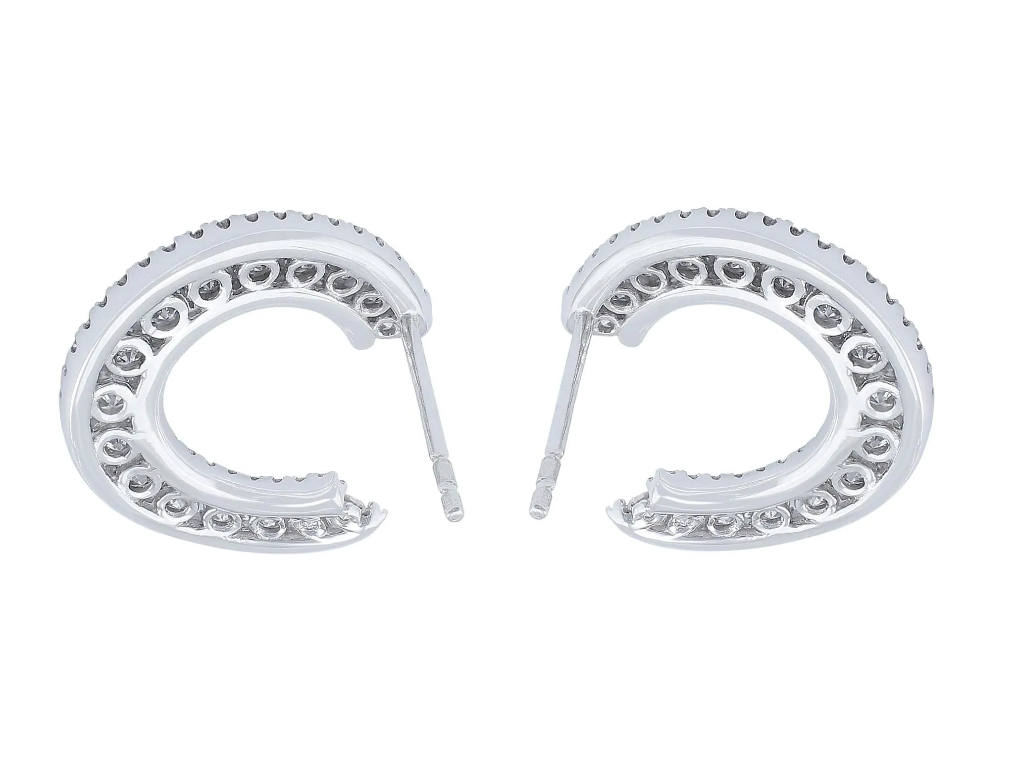 18kt White Gold & Diamond Horseshoe Motif Earrings