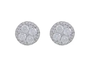 18kt White Gold Diamond Round Stud Earrings