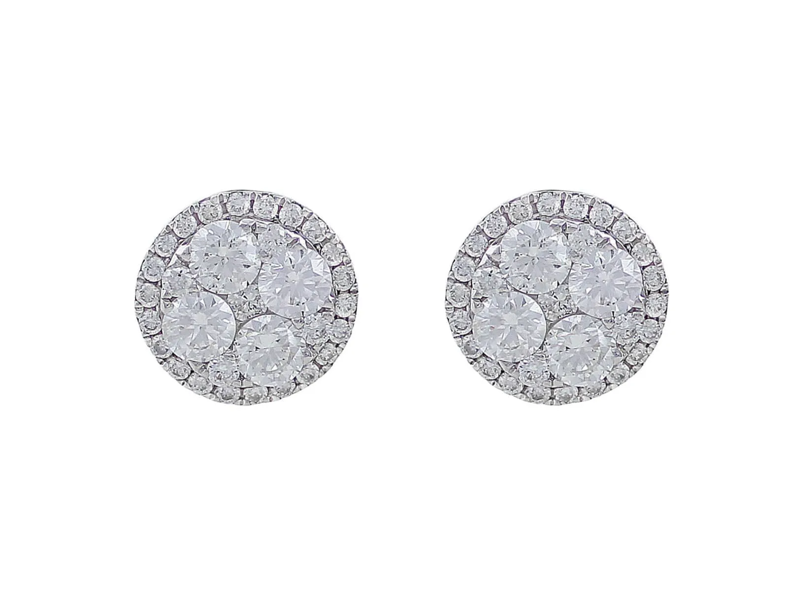 18kt White Gold Diamond Round Stud Earrings