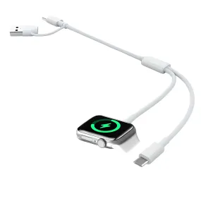 3-in-1 Short Charger for Apple Watch and Type-C Devices (1.3ft/40cm)