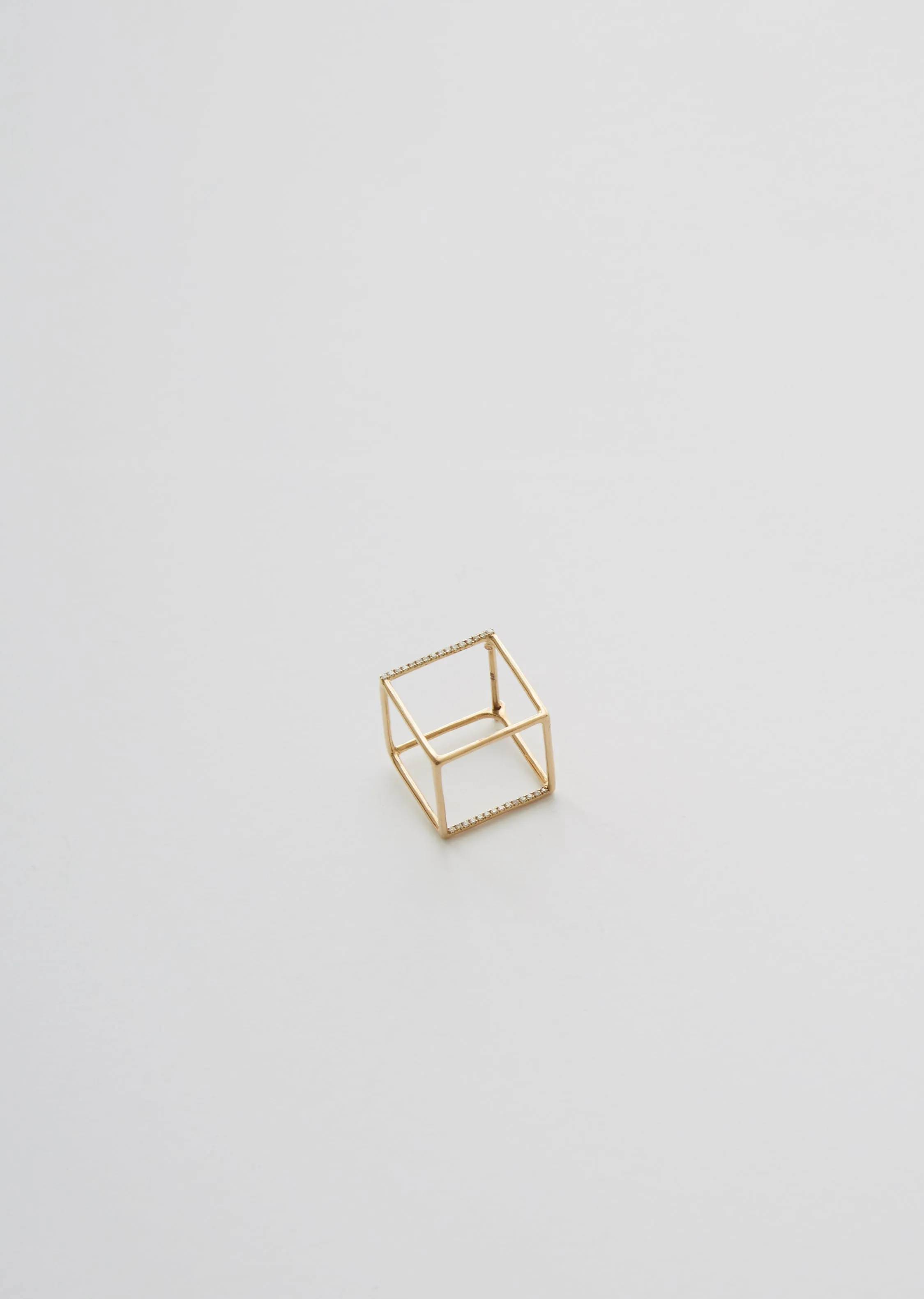 3D Square Earring 01 with Diamond — 15mm