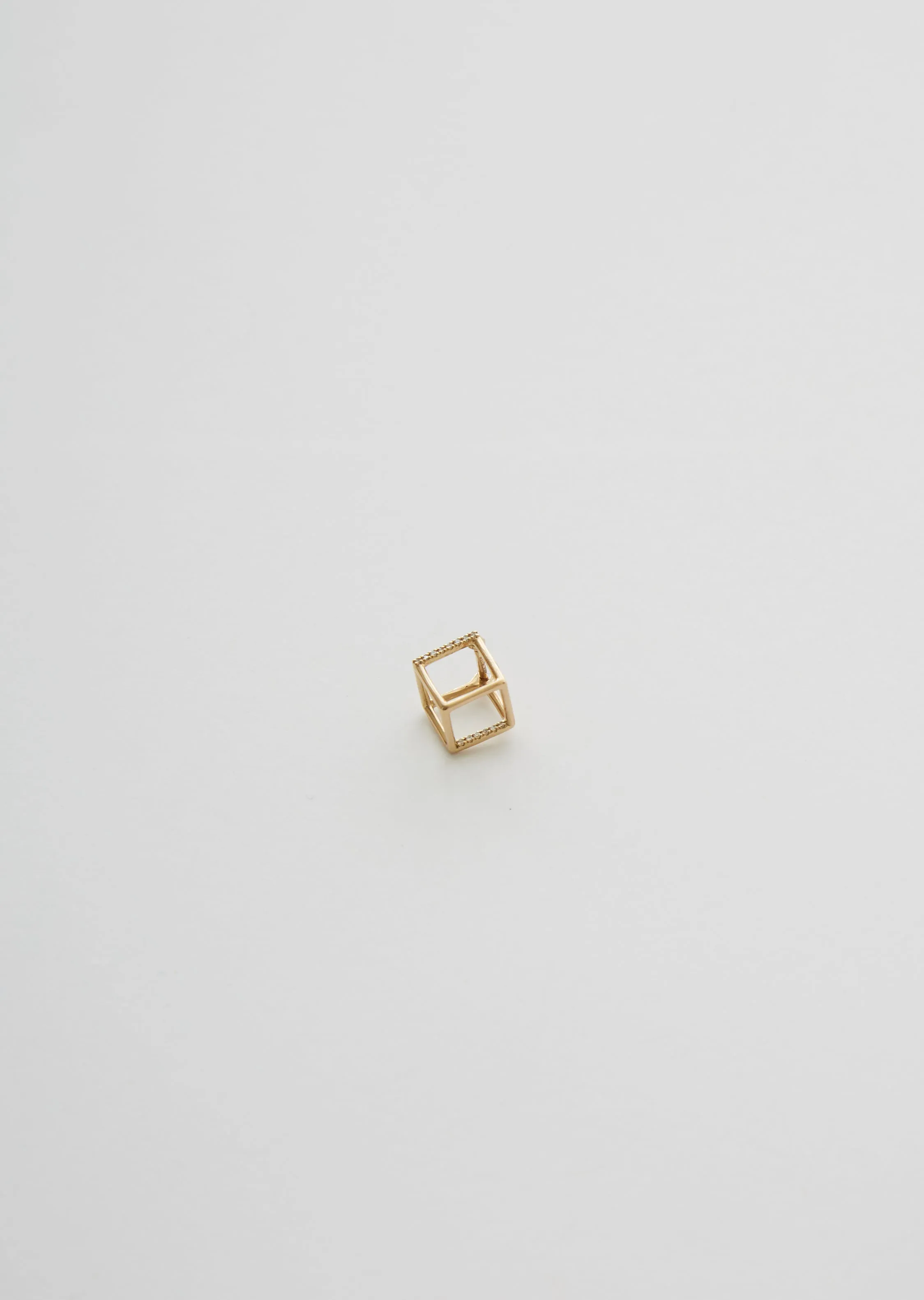 3D Square Earring 01 with Diamond — 7mm