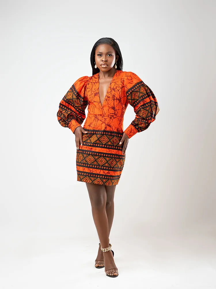 African Print Idabato Balloon sleeve dress