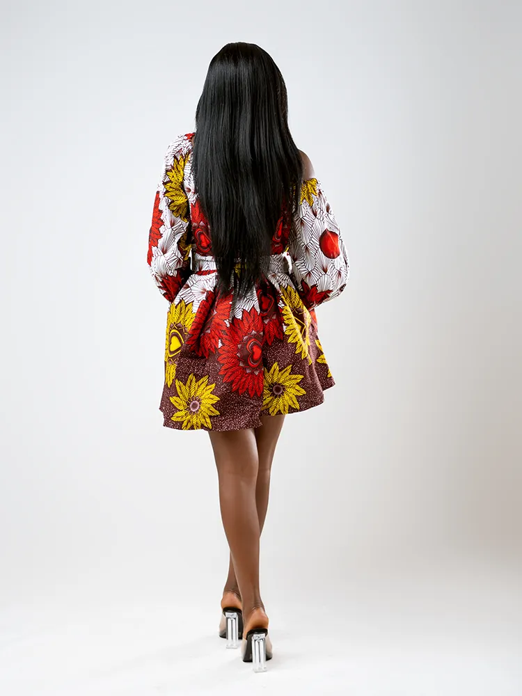 African Print Kitoko balloon sleeve dress