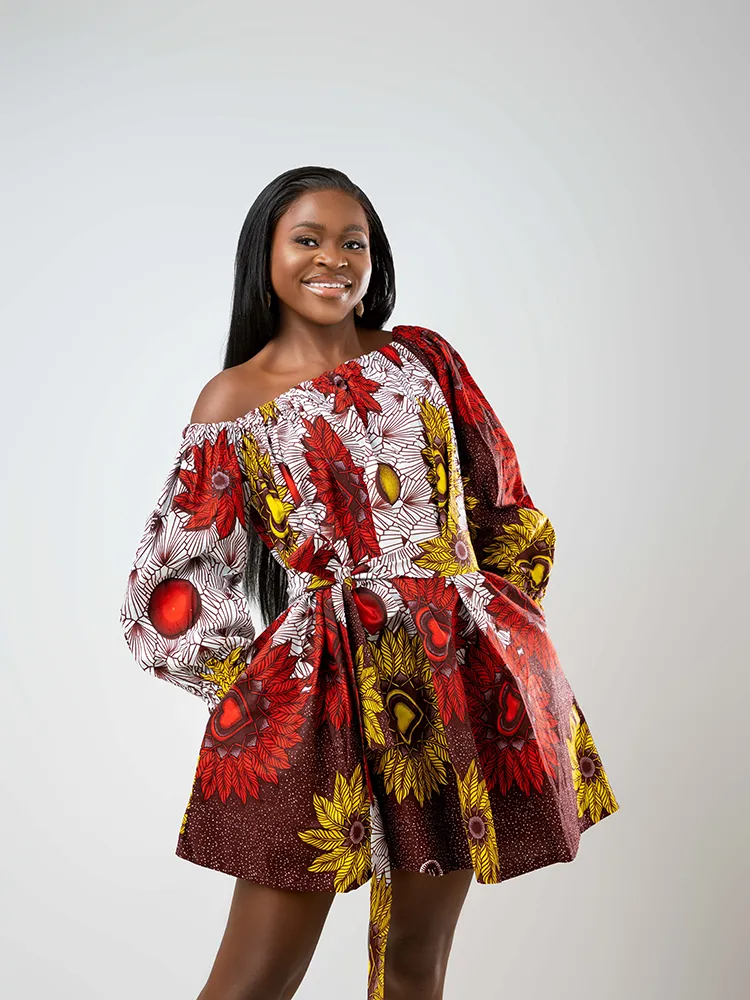 African Print Kitoko balloon sleeve dress