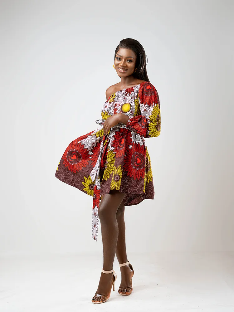 African Print Kitoko balloon sleeve dress