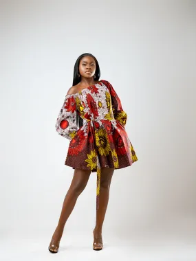 African Print Kitoko balloon sleeve dress