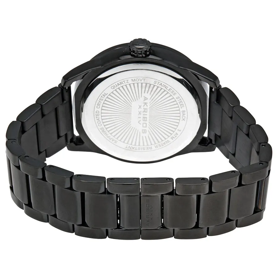 Akribos Xxiv Silver Dial Black Ion-plated Men's Watch AK956SS