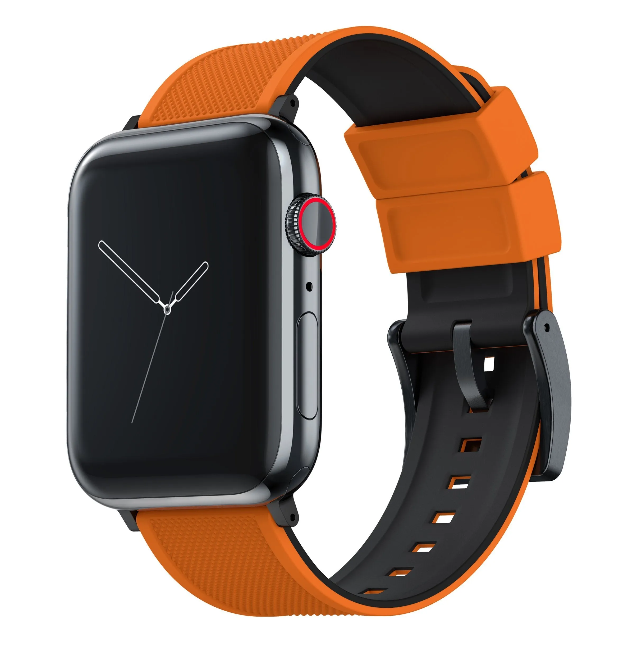 Apple Elite Silicone Pumpkin Orange Top Black Bottom Watch Band