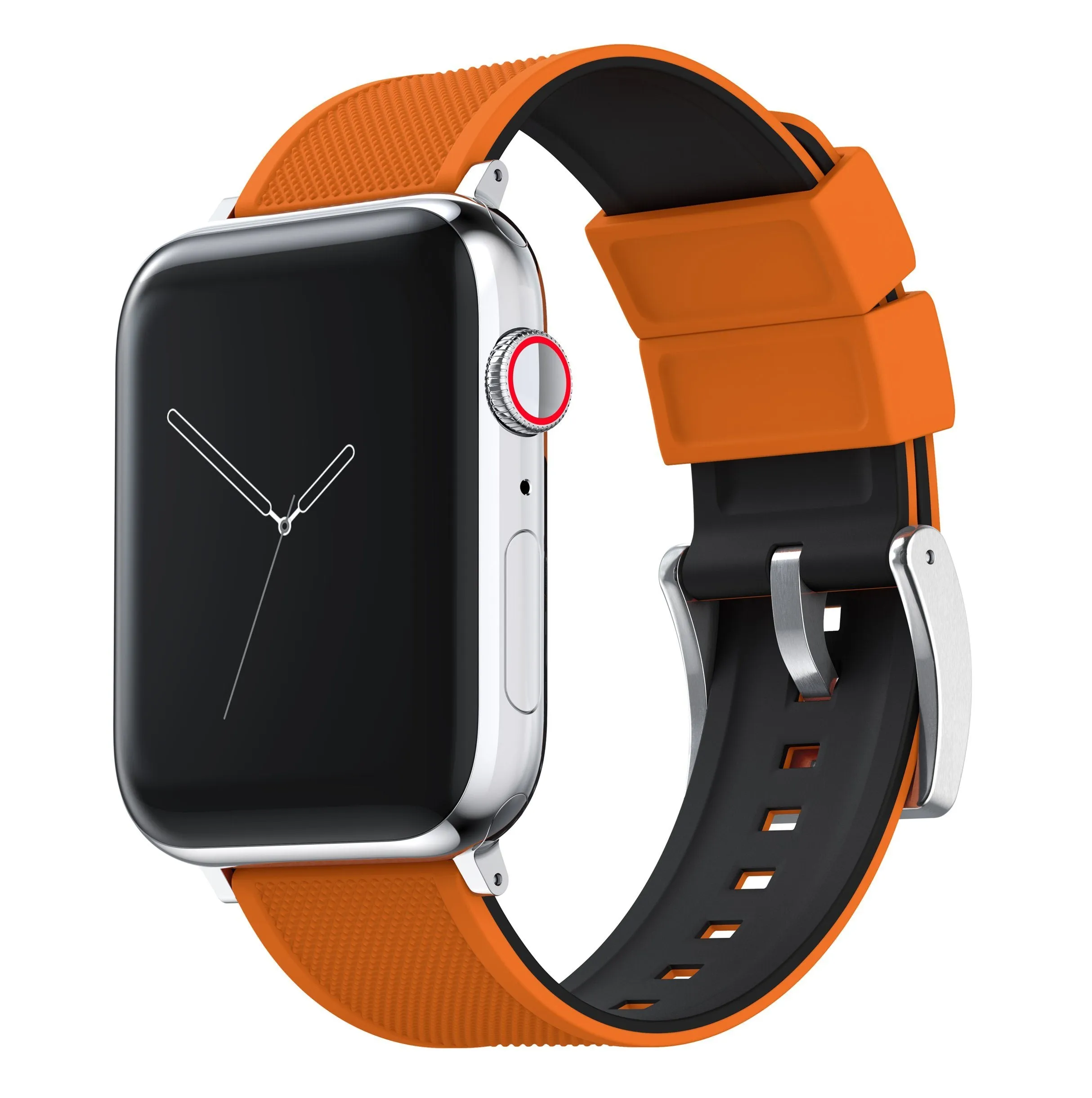 Apple Elite Silicone Pumpkin Orange Top Black Bottom Watch Band