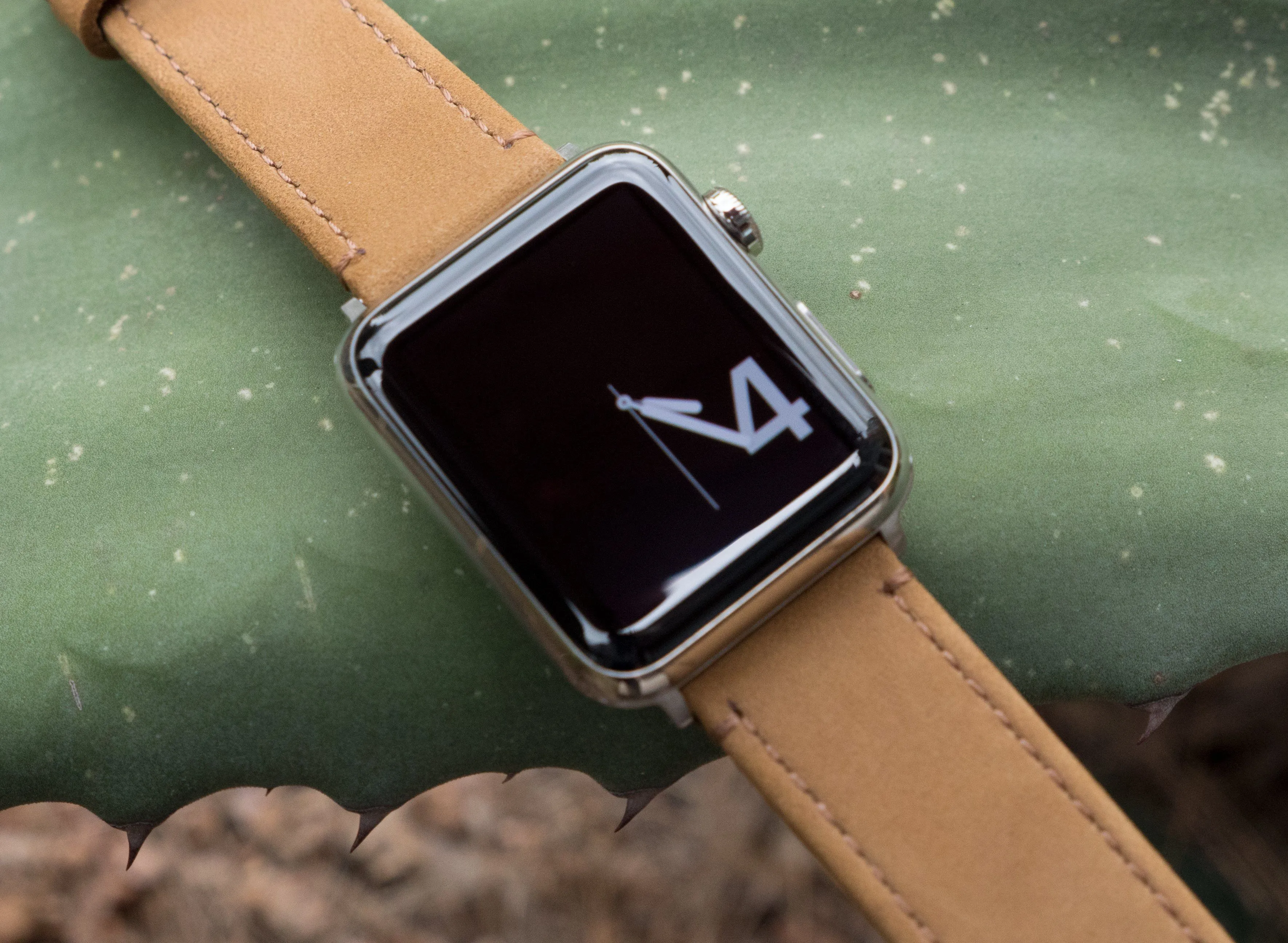 Apple Gingerbread Leather Stitching Watch Band