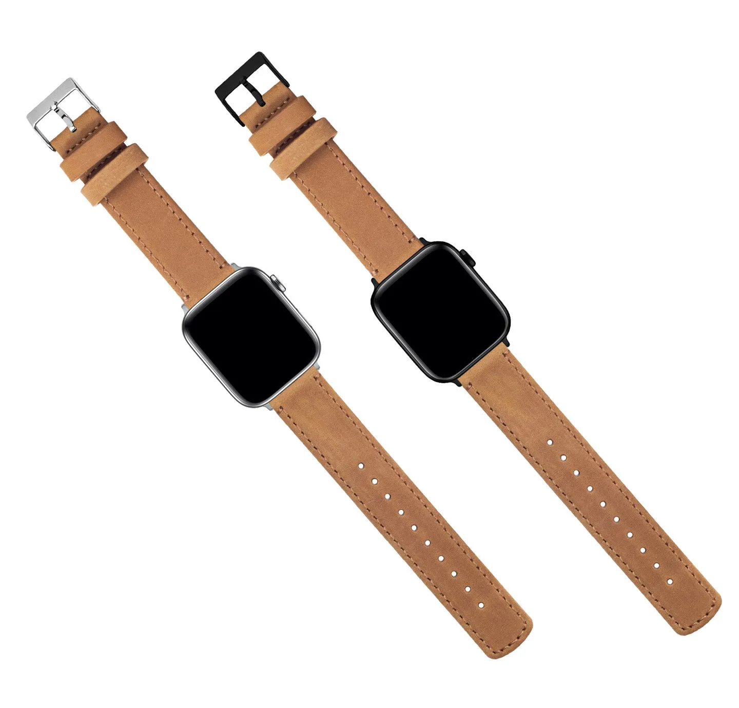 Apple Gingerbread Leather Stitching Watch Band