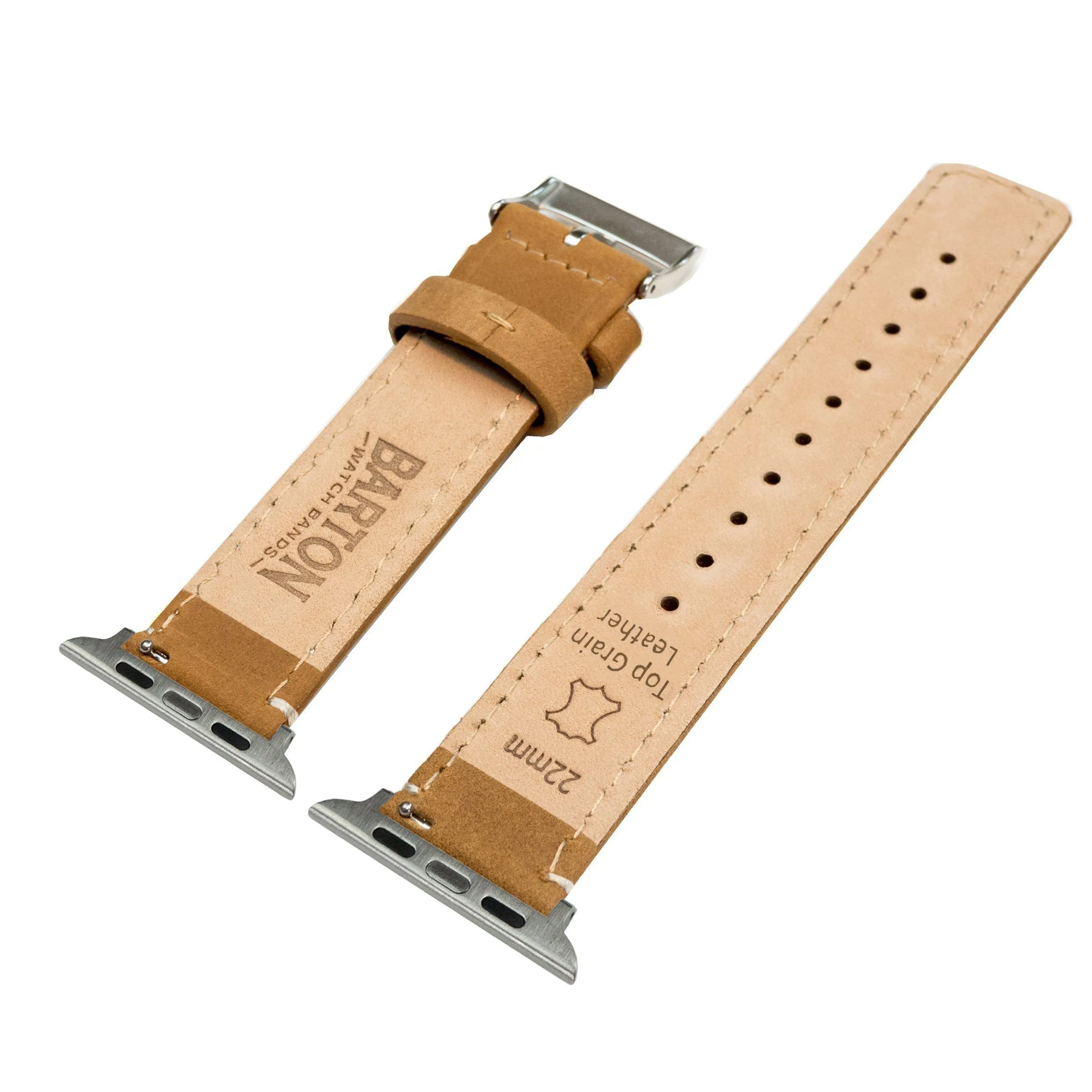 Apple Gingerbread Leather White Stitching Watch Band