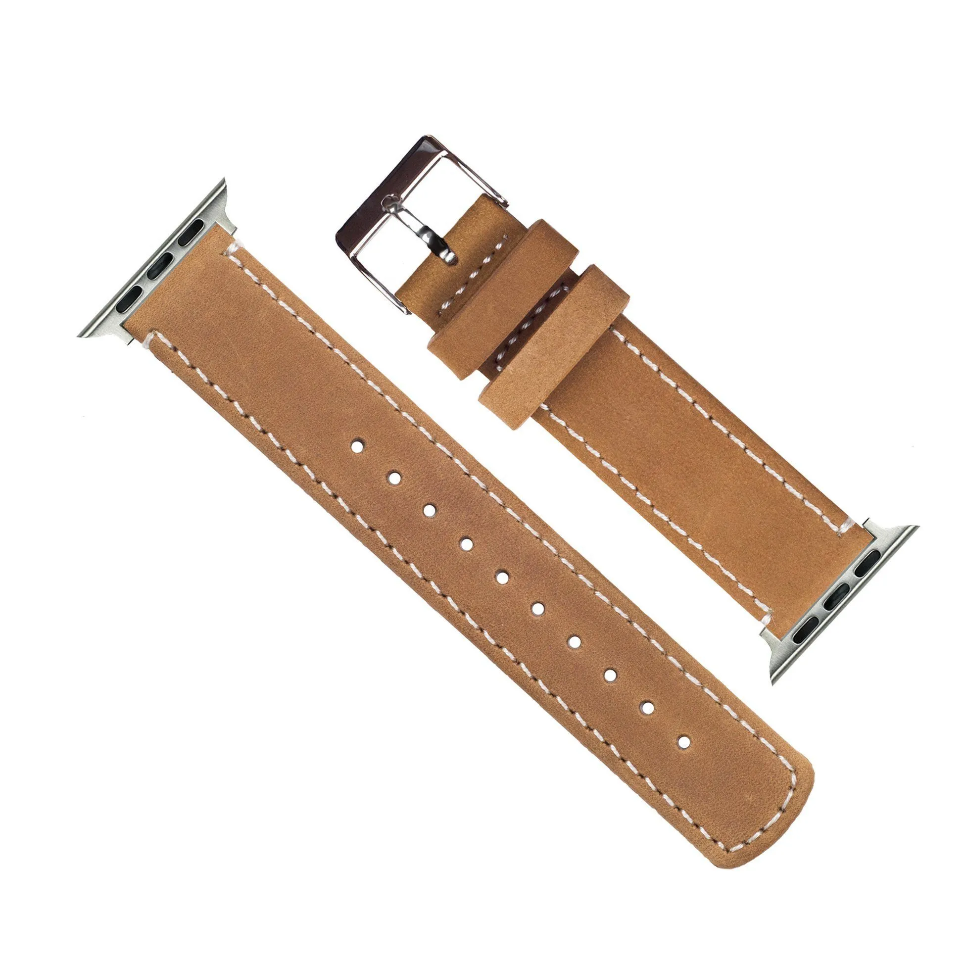 Apple Gingerbread Leather White Stitching Watch Band