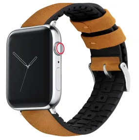 Apple Watch Cedar Brown Leather And Rubber Hybrid Watch Band (SALE)