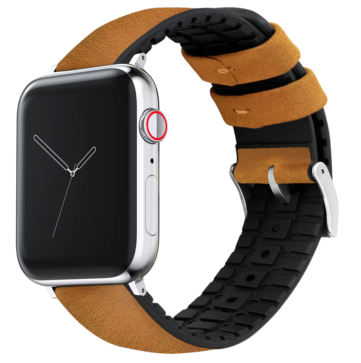 Apple Watch Cedar Brown Leather And Rubber Hybrid Watch Band (SALE)