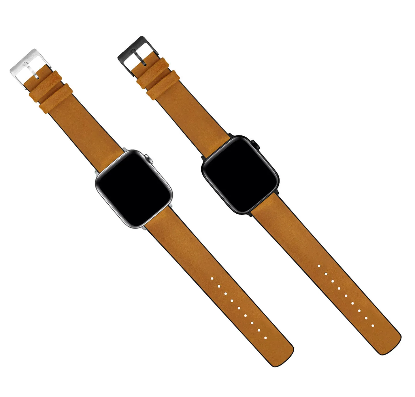 Apple Watch Cedar Brown Leather And Rubber Hybrid Watch Band (SALE)