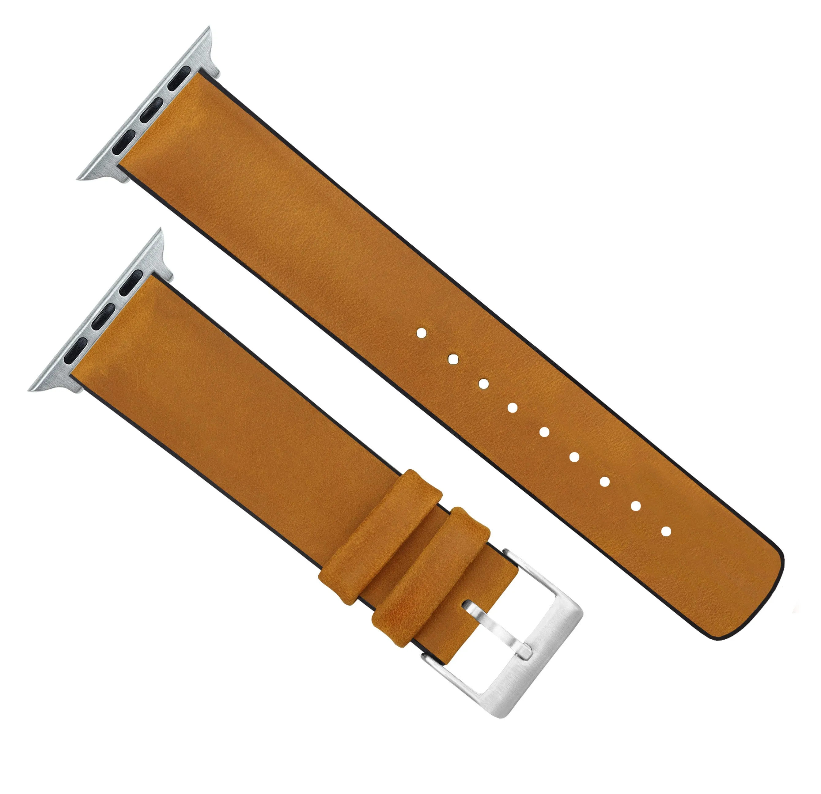 Apple Watch Cedar Brown Leather And Rubber Hybrid Watch Band (SALE)