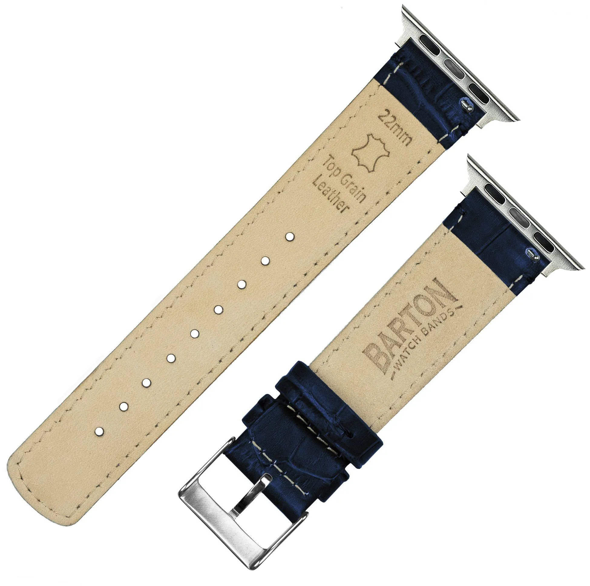 Apple Watch Navy Blue Alligator Grain Leather Watch Band