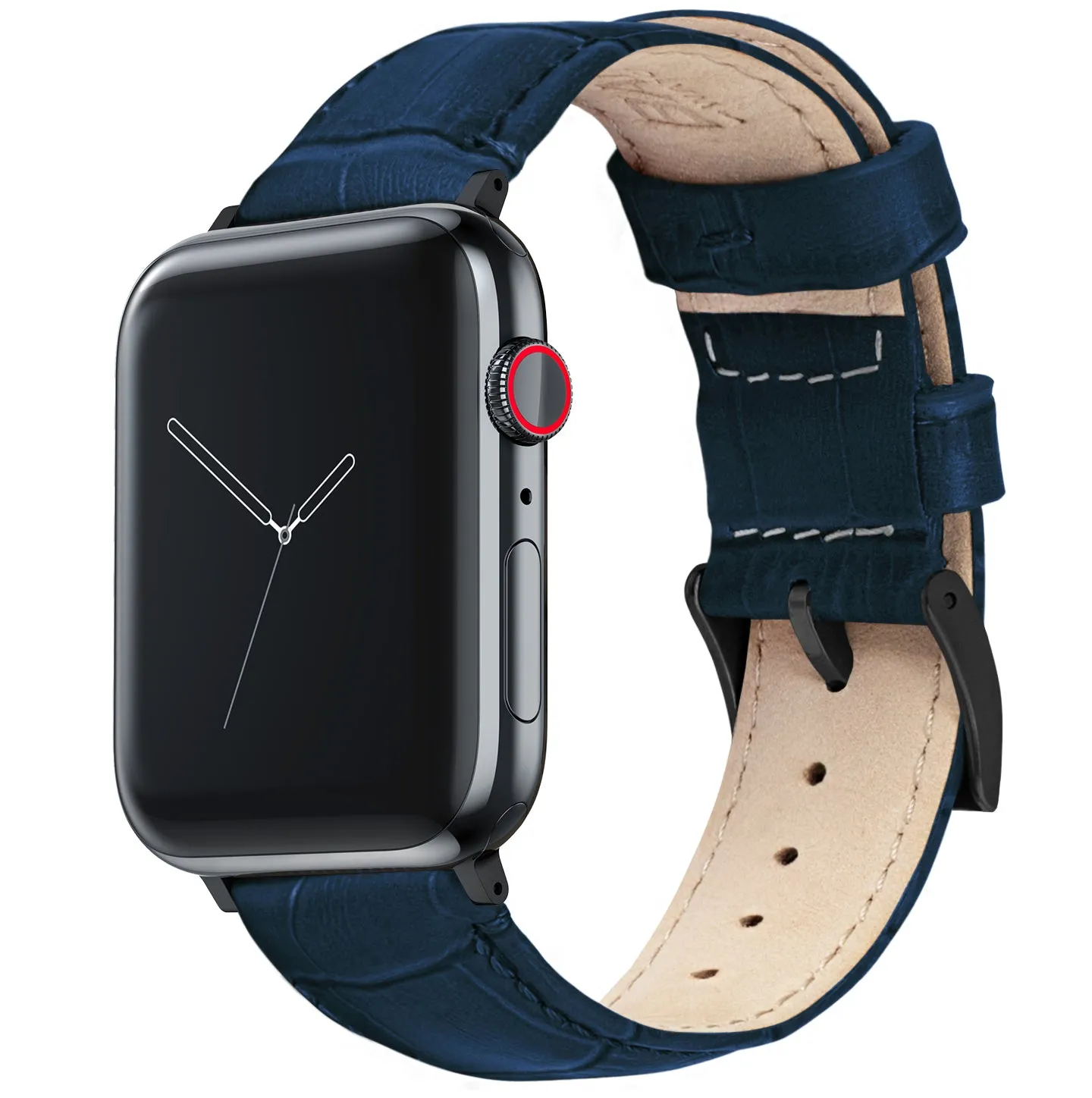 Apple Watch Navy Blue Alligator Grain Leather Watch Band