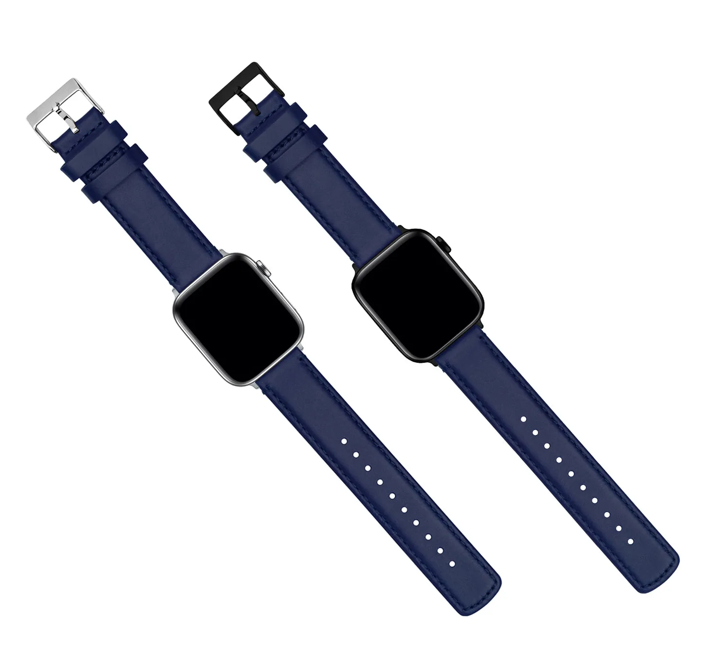 Apple Watch Navy Blue Leather Stitching Watch Band