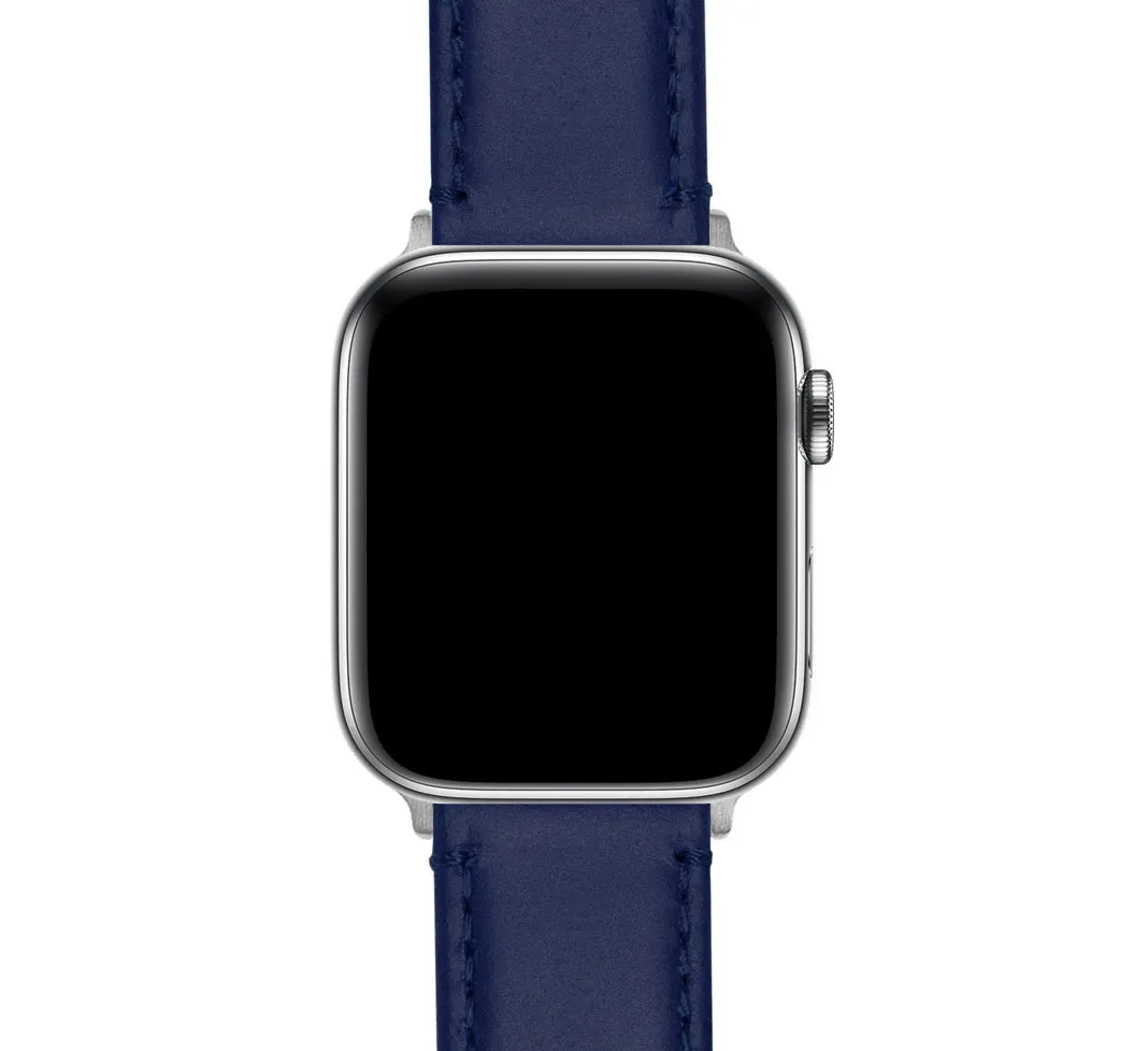 Apple Watch Navy Blue Leather Stitching Watch Band