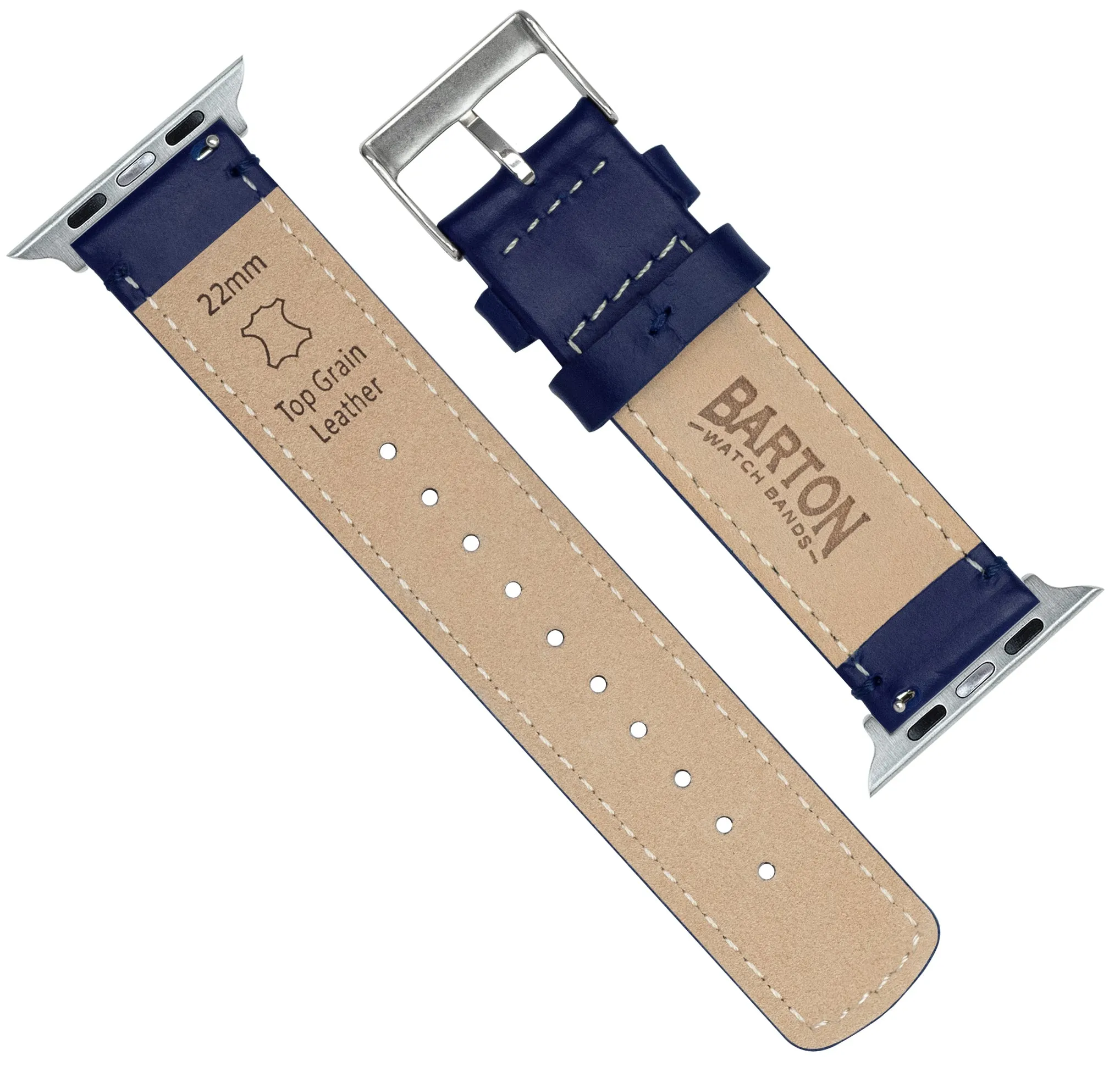 Apple Watch Navy Blue Leather Stitching Watch Band