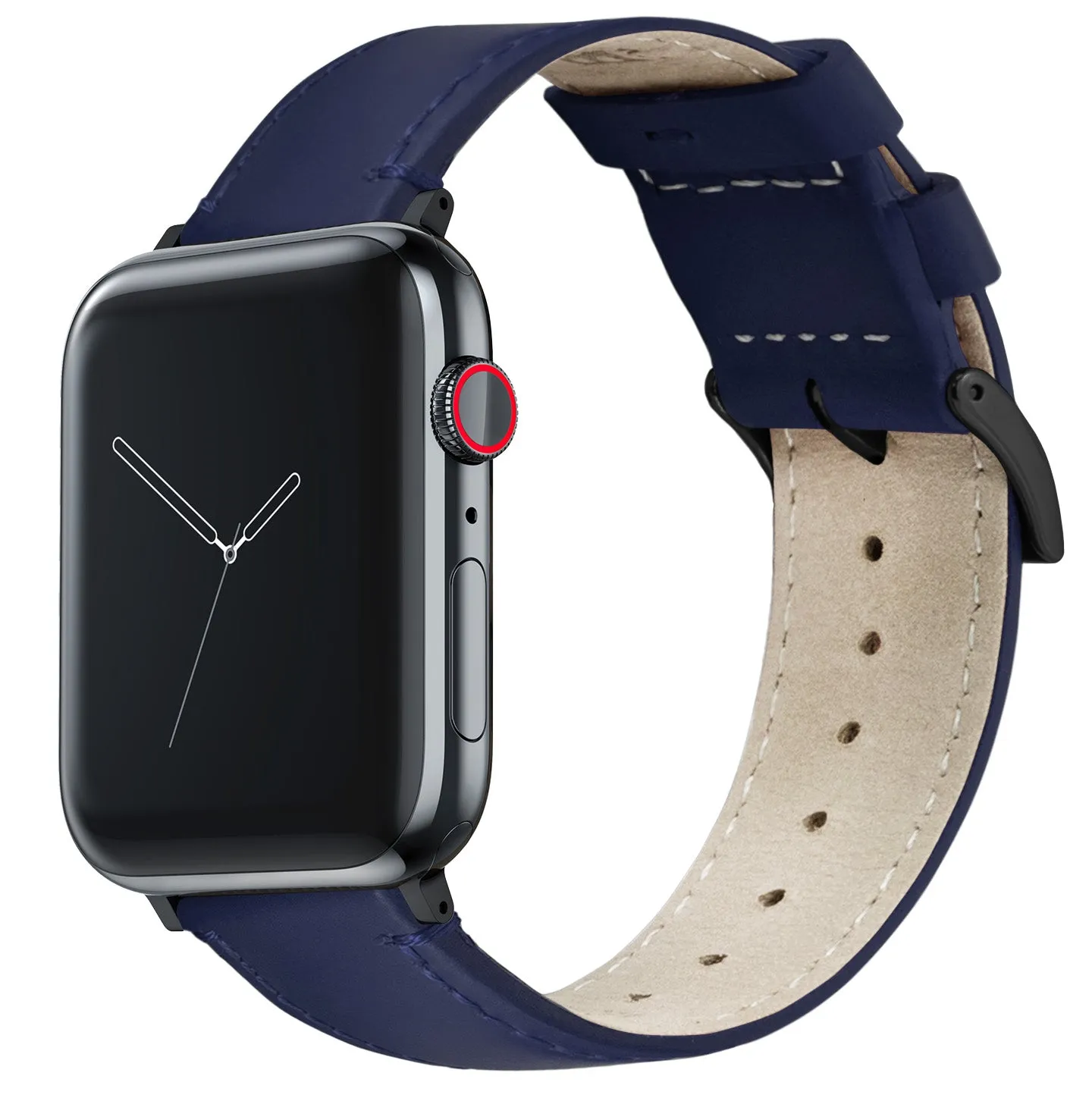 Apple Watch Navy Blue Leather Stitching Watch Band