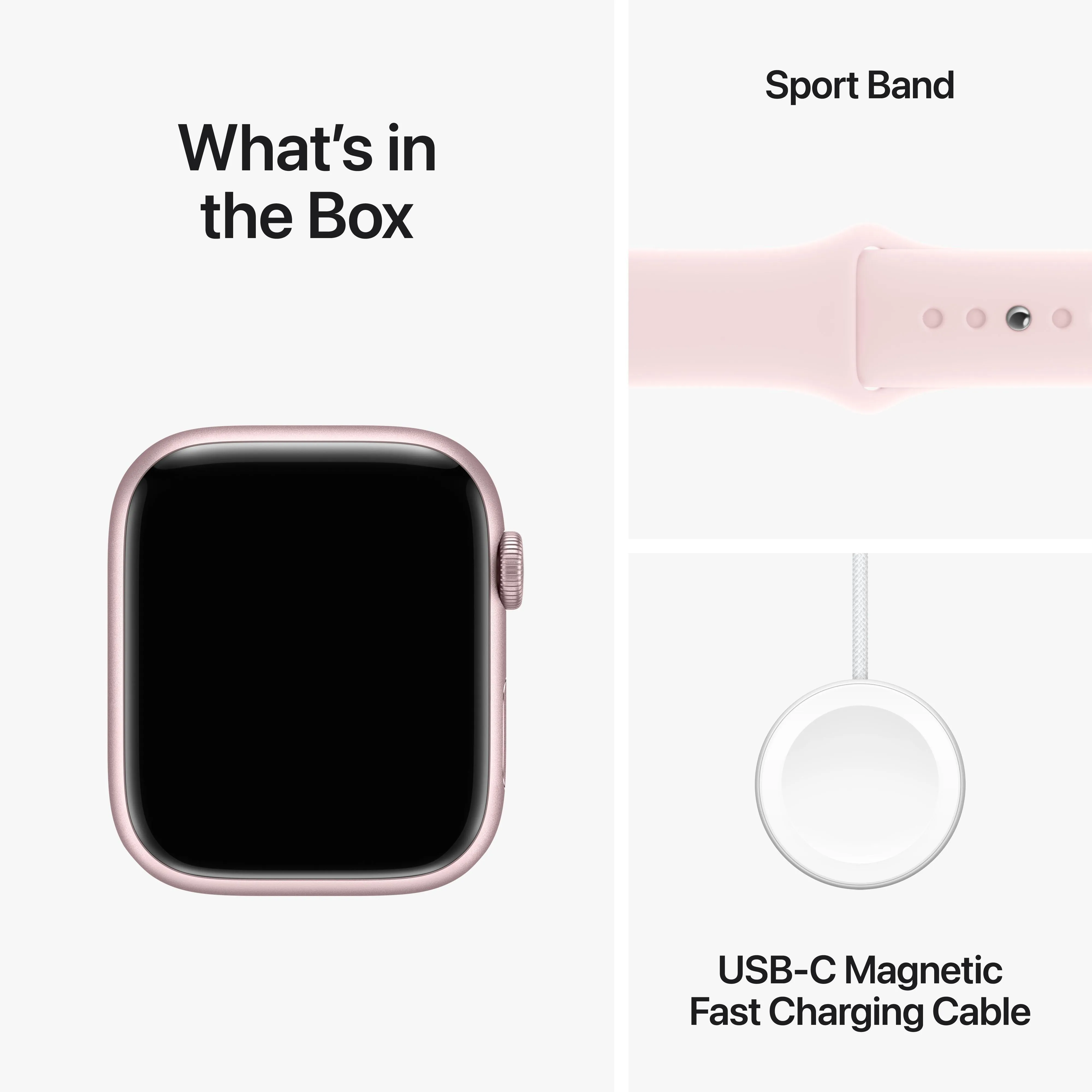 Apple Watch Series 9 GPS 45mm Pink Aluminium Case with Light Pink Sport Band - S/M