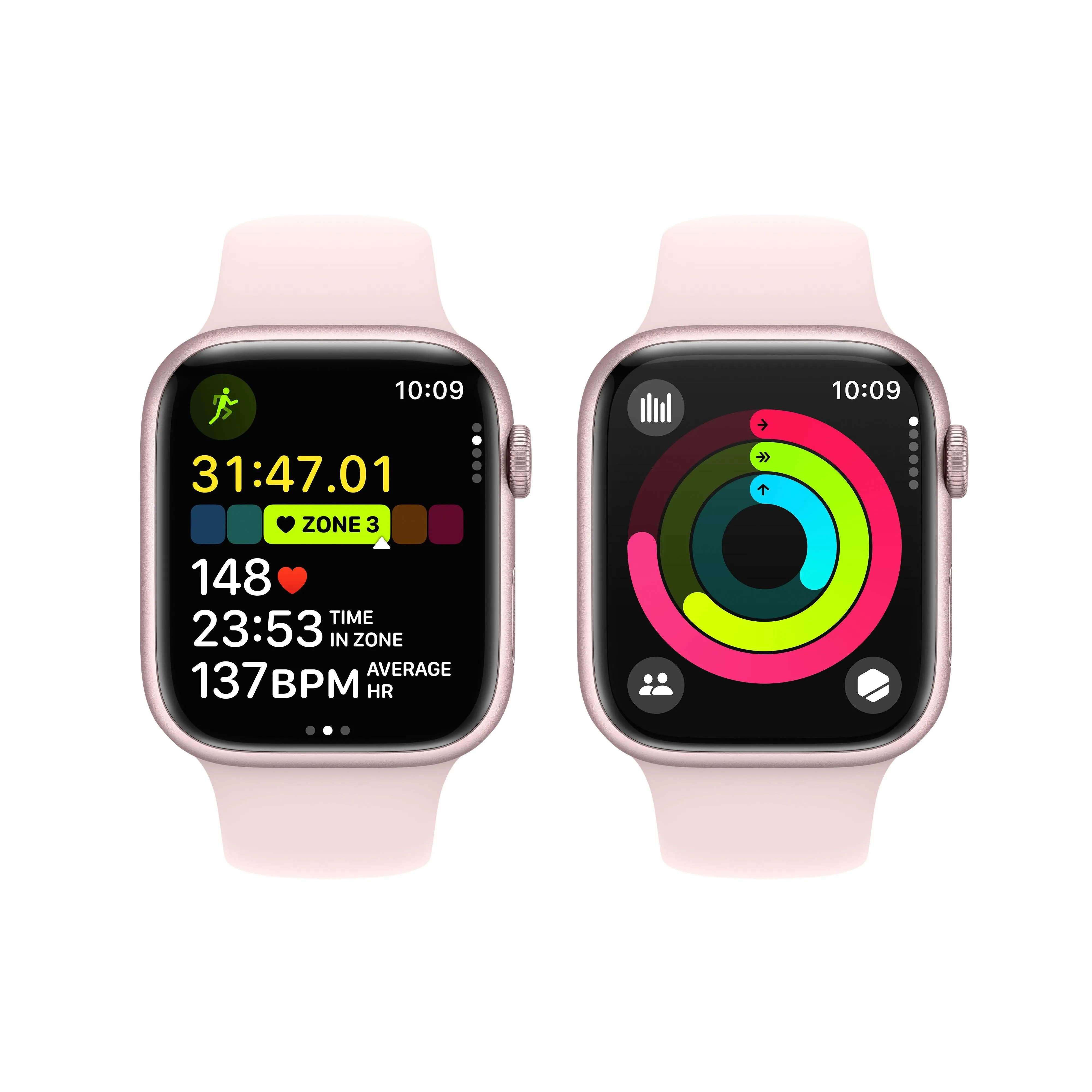 Apple Watch Series 9 GPS 45mm Pink Aluminium Case with Light Pink Sport Band - S/M