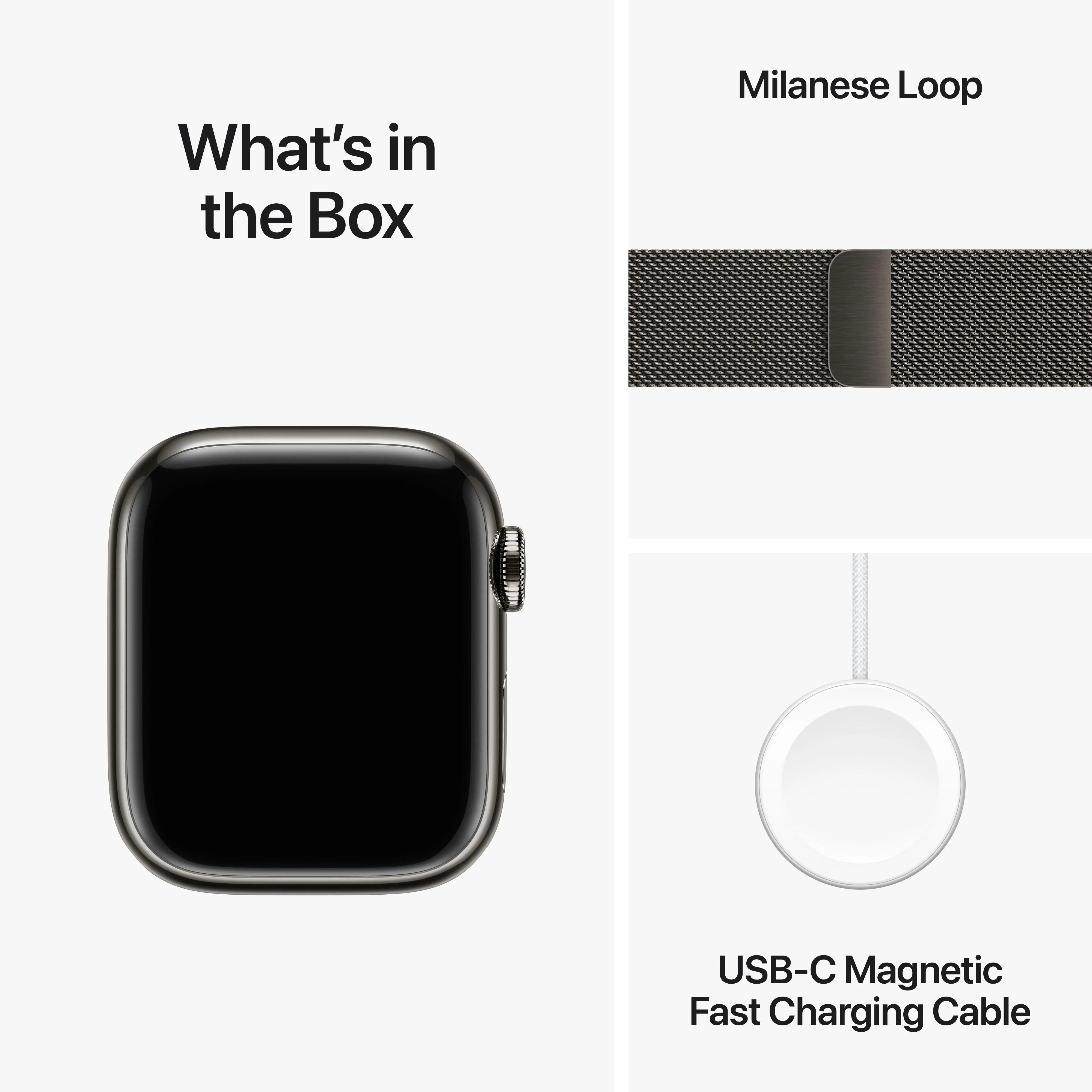 Apple Watch Series 9 GPS   Cellular 41mm Graphite Stainless Steel Case with Graphite Milanese Loop