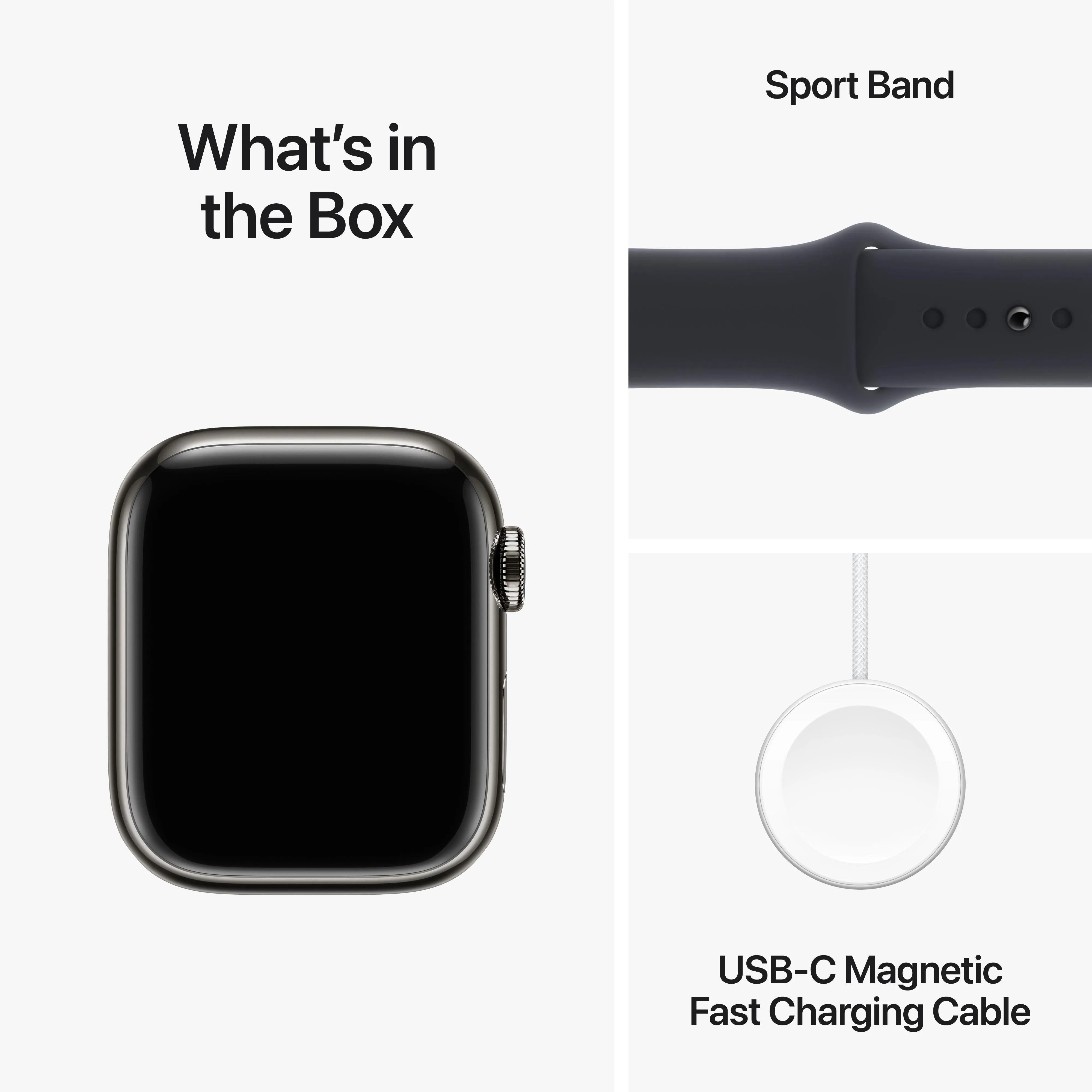 Apple Watch Series 9 GPS   Cellular 41mm Graphite Stainless Steel Case with Midnight Sport Band - S/M