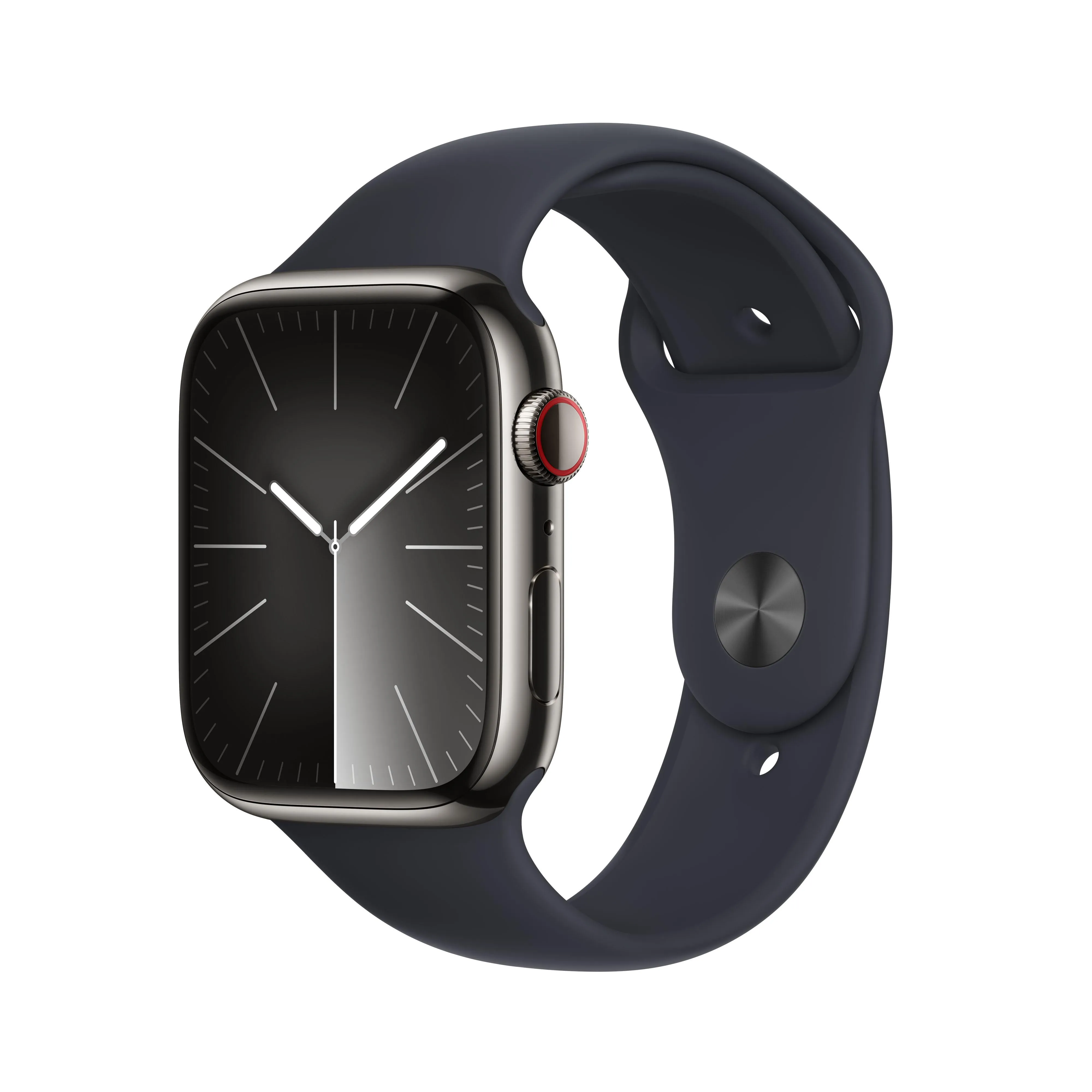 Apple Watch Series 9 GPS   Cellular 45mm Graphite Stainless Steel Case with Midnight Sport Band - M/L