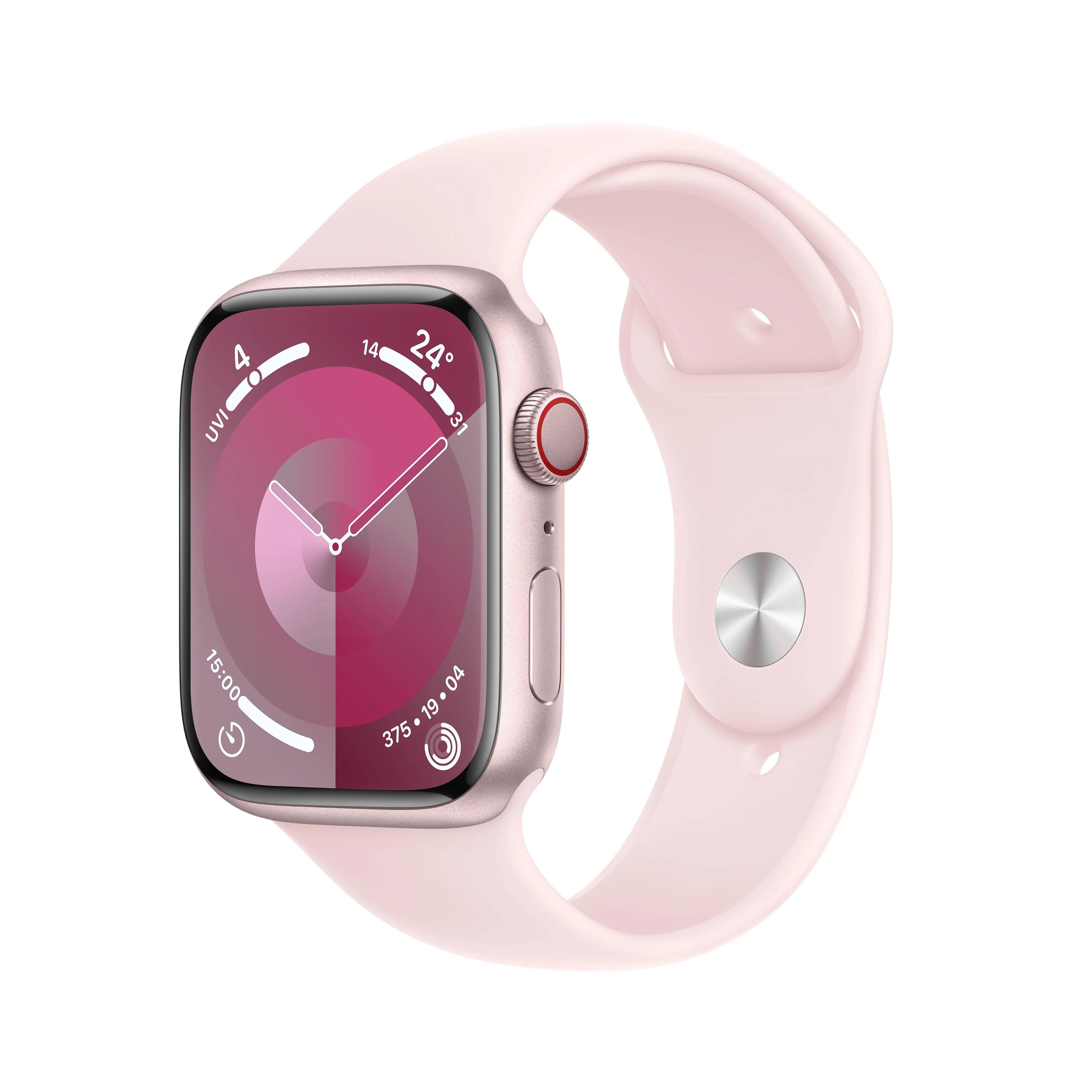 Apple Watch Series 9 GPS   Cellular 45mm Pink Aluminium Case with Light Pink Sport Band - S/M