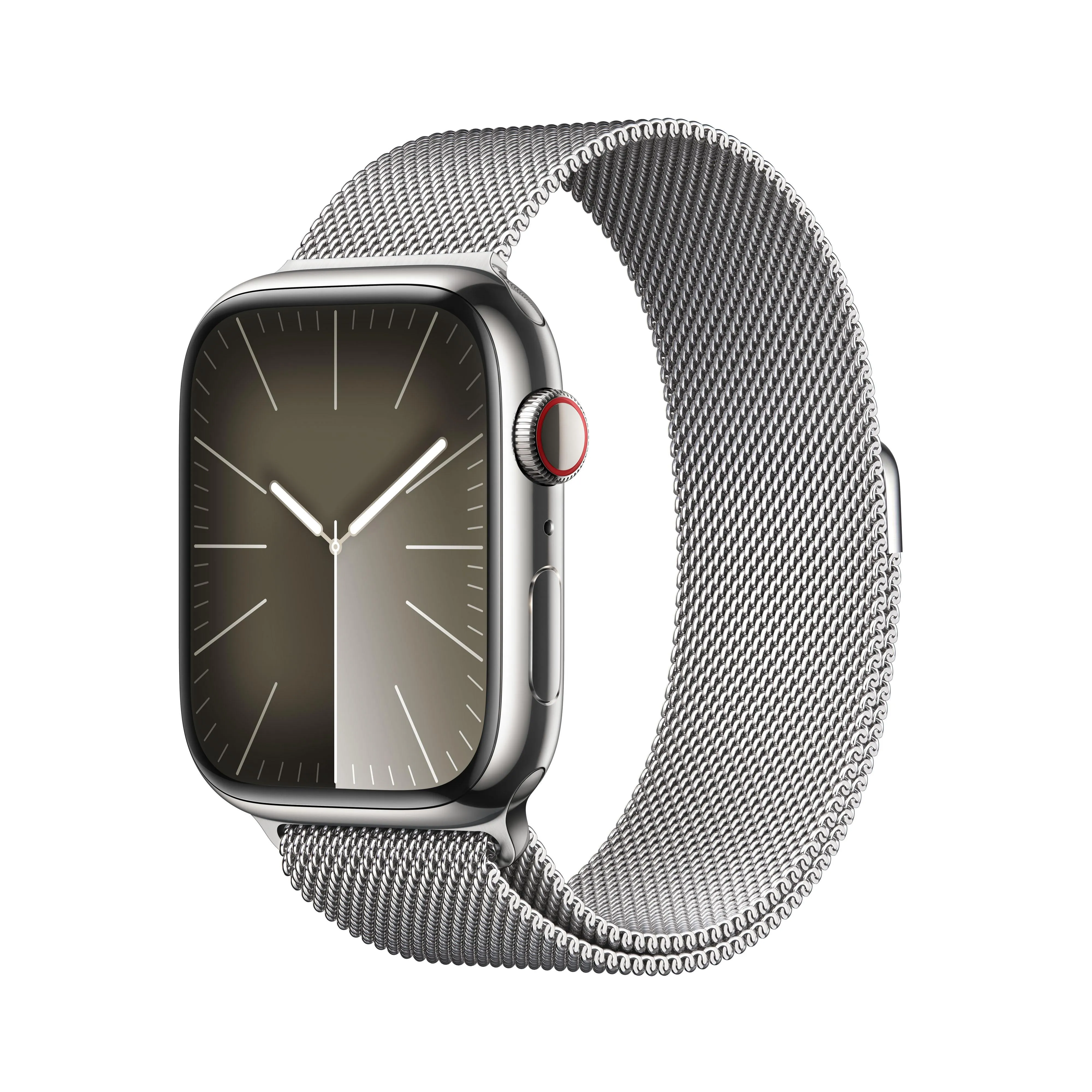 Apple Watch Series 9 GPS   Cellular 45mm Silver Stainless Steel Case with Silver Milanese Loop