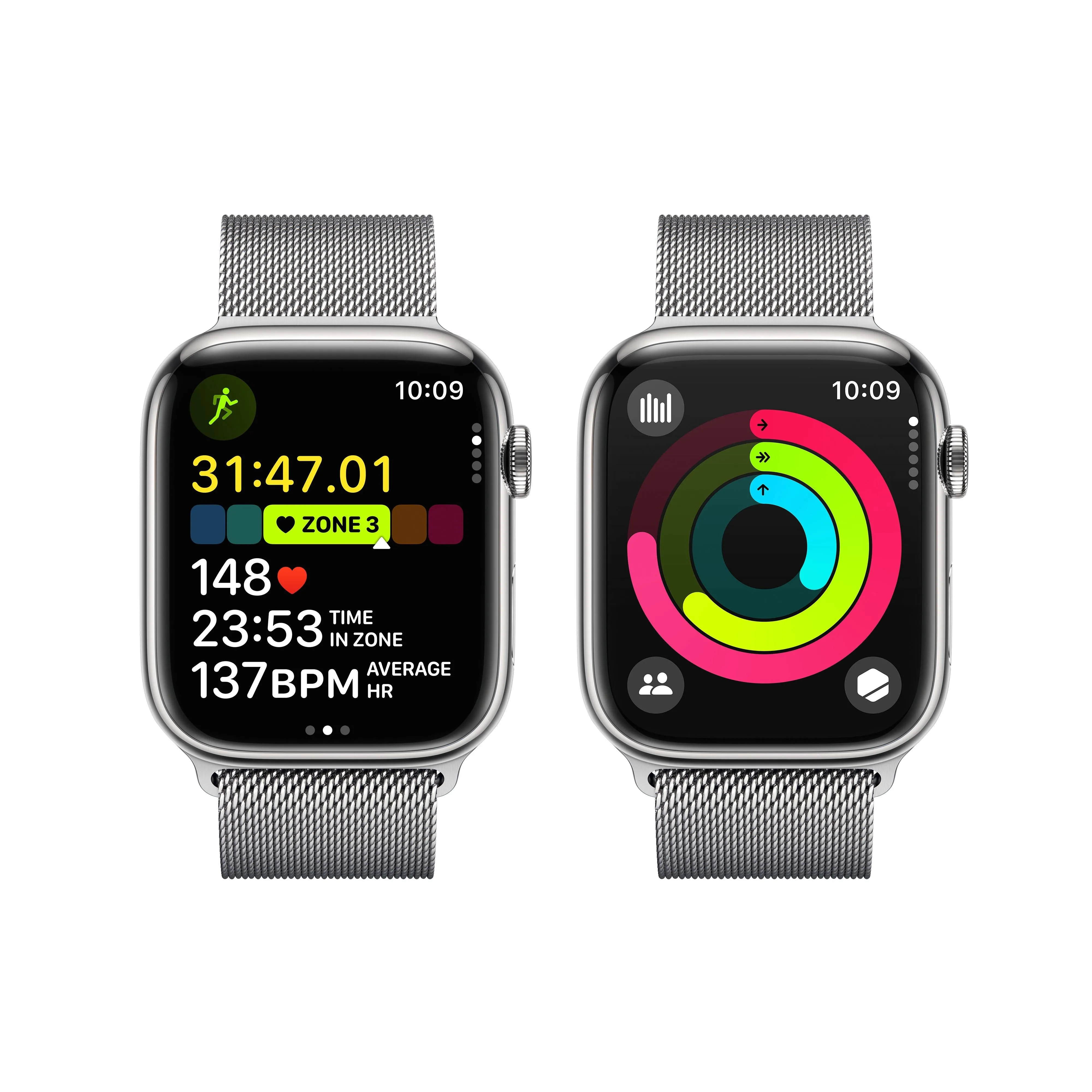 Apple Watch Series 9 GPS   Cellular 45mm Silver Stainless Steel Case with Silver Milanese Loop